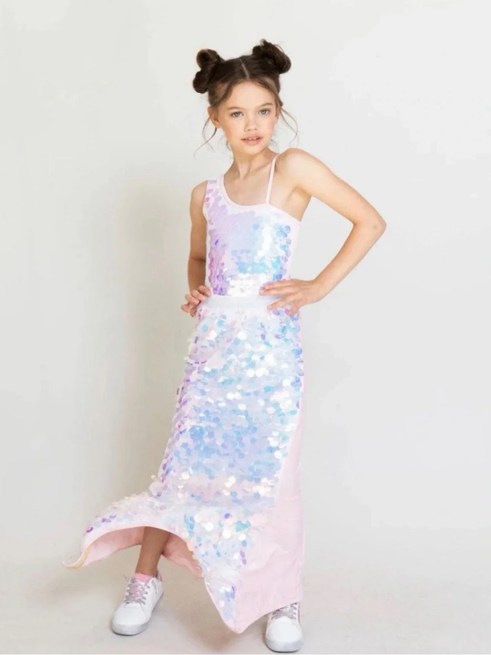 Lola and the Boys Paillette Mermaid Tail Skirt and Swimsuit Set - size 4/5